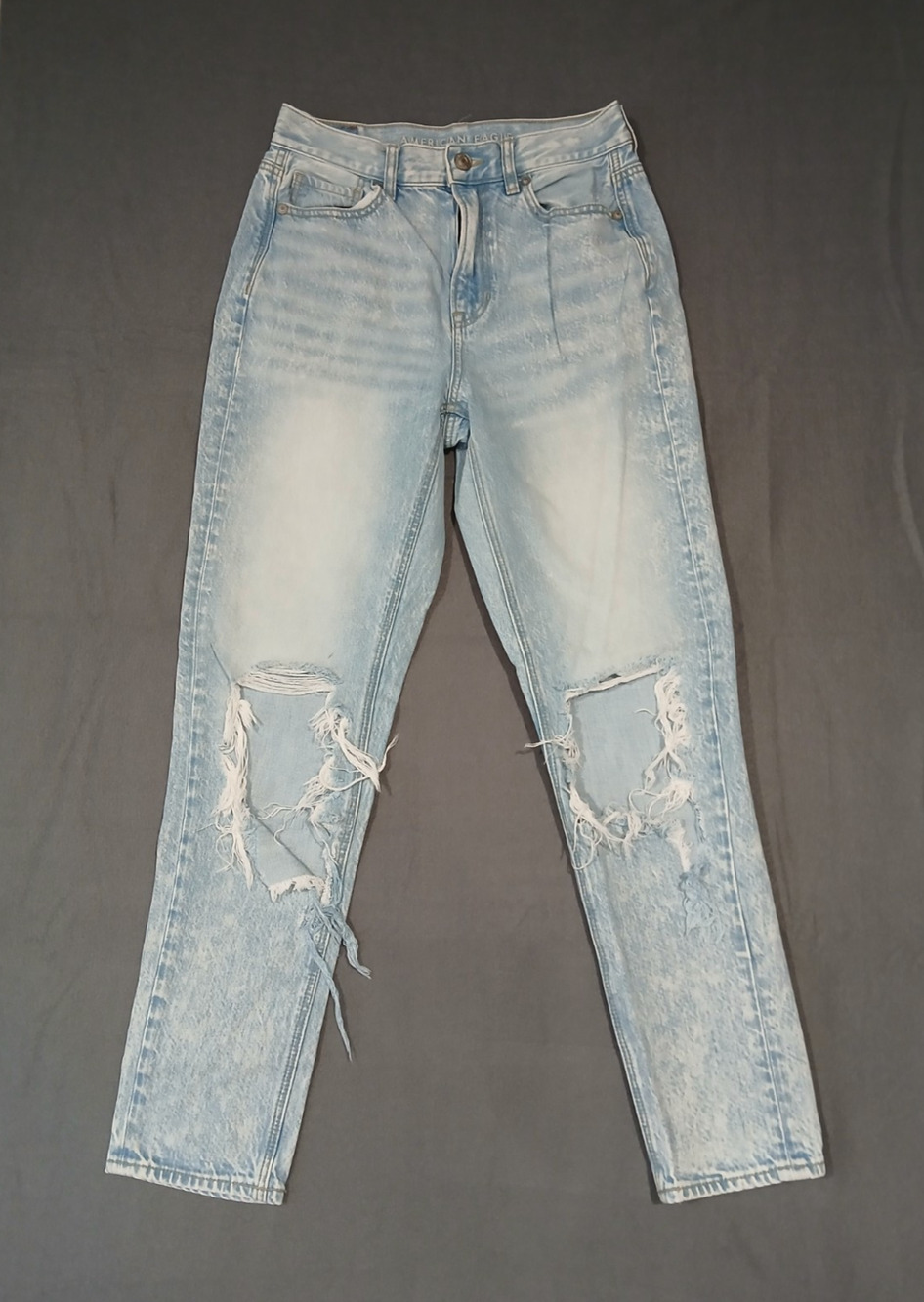 American Eagle Jeans Women 2 Regular Mom Blue Denim Ripped Pockets Casual Travel